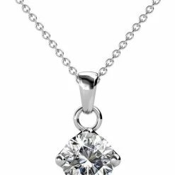 Uitgang ๐ Yolora Dames Ketting Met Hanger En Kalpa Camaka Kristal - Zilver Kleurig - 18K Witgoud Verguld - Cadeauverpakking ๐