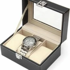 Begroting 👍 Shopmore Horlogebox - Zwart - Geschikt Voor 3 Horloges ⌛