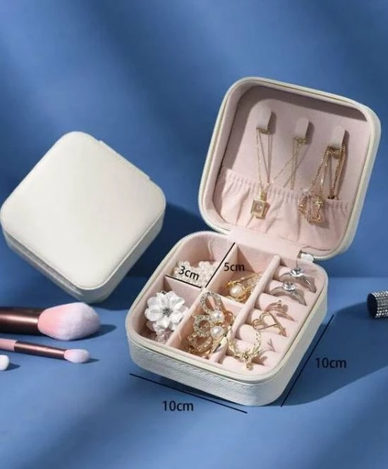 Hete verkoop π Jealie Kleine Sieradendoos - Juwelendoos - Sieradenhouder - Opbergbox - PU Leer - Ritssluiting - Compact - Travel - Reizen - Dames/Meisjes - Wit - Creme π 5 Hete verkoop π Jealie Kleine Sieradendoos - Juwelendoos - Sieradenhouder - Opbergbox - PU Leer - Ritssluiting - Compact - Travel - Reizen - Dames/Meisjes - Wit - Creme π - Afbeelding 3