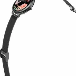 Nieuw 🎉 Belesy® CHARMING - Smartwatch Dames - Horloge - 1.3 Inch - Kleurenscherm - Stappenteller - Bloeddruk - Hartslag - Maak Je Eigen ⌚ Watchfaces - Staal – Zwart 🛒 -Sieraden-horloges Winkel 550x667 1