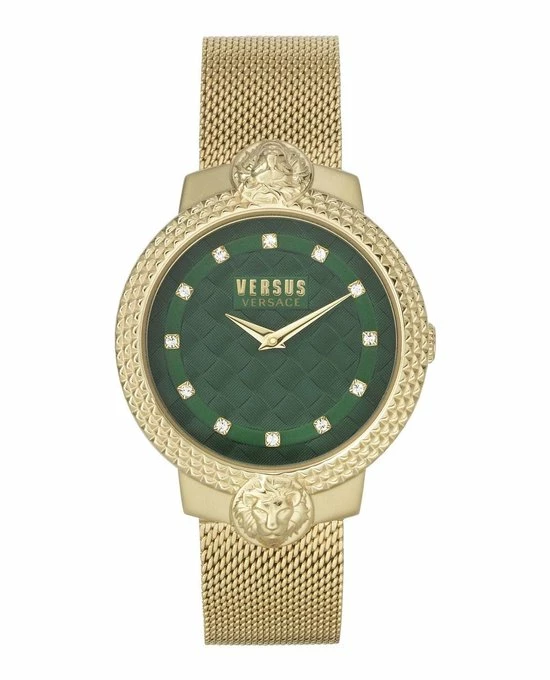 Begroting π Versus Versace Mouffetard Gold Green Swarovski - Dameshorloge - VSPLK1620 - Goud - Green - RVS Mesh Horlogeband - 38 MM β 3 Begroting π Versus Versace Mouffetard Gold Green Swarovski - Dameshorloge - VSPLK1620 - Goud - Green - RVS Mesh Horlogeband - 38 MM β