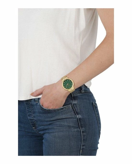 Begroting π Versus Versace Mouffetard Gold Green Swarovski - Dameshorloge - VSPLK1620 - Goud - Green - RVS Mesh Horlogeband - 38 MM β 7 Begroting π Versus Versace Mouffetard Gold Green Swarovski - Dameshorloge - VSPLK1620 - Goud - Green - RVS Mesh Horlogeband - 38 MM β - Afbeelding 5