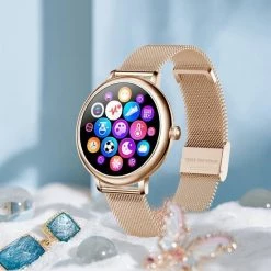 Nieuw 🎉 Belesy® CHARMING - Smartwatch Dames - Horloge - 1.3 Inch - Kleurenscherm - Stappenteller - Bloeddruk - Hartslag - Maak Je Eigen ⌚ Watchfaces - Staal – Zwart 🛒 -Sieraden-horloges Winkel 550x687 2