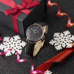 Beste deal ❤️ Elysian - Dames Horloge - Rose Goud Zwart Leer - Waterdicht - 36mm 😉 -Sieraden-horloges Winkel 550x687