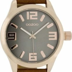 Beste Pirce ✨ OOZOO Timepieces Polshorloge - C1156 - Cognac/Grijs - 46 Mm ✔️