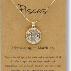 Flash-uitverkoop 👏 Bixorp Stars Vissen / Pisces Ketting Met Dag Achtergrond Goudkleurig - Sterrenbeeld Hanger - Cadeau Voor Haar - Cadeau Voor Sinterklaas - Cadeau Voor Kerst ✨