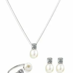 Beste Verkoop 🔥 PROUD PEARLS® Zilveren Set - Ketting - Oorbellen - Ring Met Echte Parels 🧨