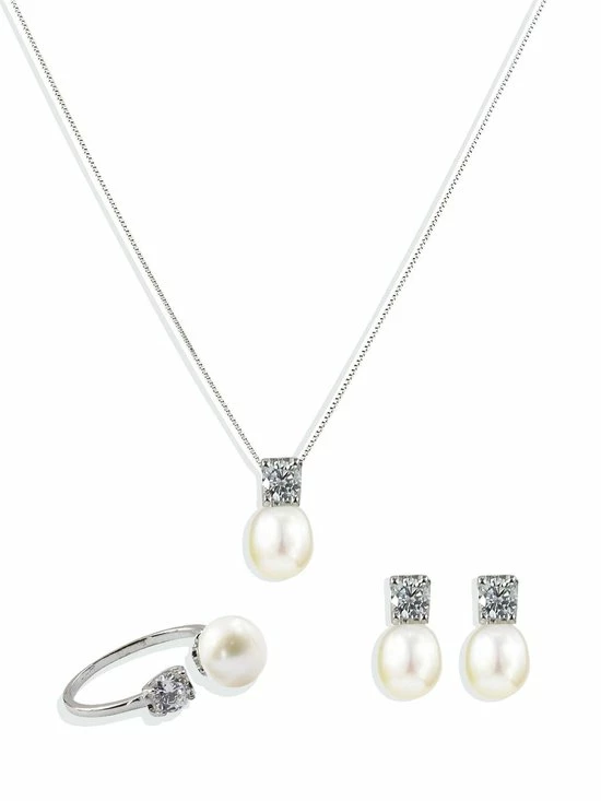Beste Verkoop 🔥 PROUD PEARLS® Zilveren Set - Ketting - Oorbellen - Ring Met Echte Parels 🧨 3 Beste Verkoop 🔥 PROUD PEARLS® Zilveren Set - Ketting - Oorbellen - Ring Met Echte Parels 🧨
