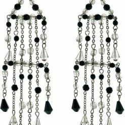Goedkoop ๐งจ Behave Lange Oorbellen Met Zwarte Kraaltjes ๐
