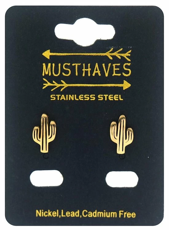 Flash-uitverkoop 💯 Dielay - Oorbellen Cactus - RVS Oorstekers - Lengte 12 Mm - Goudkleurig 🧨 4 Flash-uitverkoop 💯 Dielay - Oorbellen Cactus - RVS Oorstekers - Lengte 12 Mm - Goudkleurig 🧨 - Afbeelding 2
