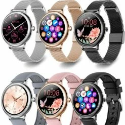 Nieuw 🎉 Belesy® CHARMING - Smartwatch Dames - Horloge - 1.3 Inch - Kleurenscherm - Stappenteller - Bloeddruk - Hartslag - Maak Je Eigen ⌚ Watchfaces - Staal – Zwart 🛒 -Sieraden-horloges Winkel 550x759