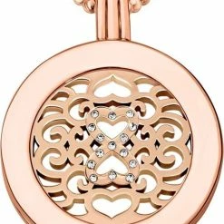 Korting 👍 Quiges - Munthouder Met Ketting En Munt 33mm Zirkonia Infinity - Rosegoudkleurig - ERHS920 🔔