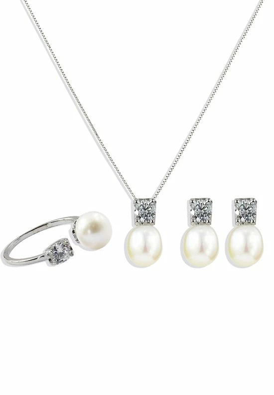 Beste Verkoop 🔥 PROUD PEARLS® Zilveren Set - Ketting - Oorbellen - Ring Met Echte Parels 🧨 4 Beste Verkoop 🔥 PROUD PEARLS® Zilveren Set - Ketting - Oorbellen - Ring Met Echte Parels 🧨 - Afbeelding 2