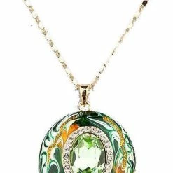 Goedkoop ❤️ QoF Goud Kleur Oostenrijkse Kristallen Olieverf Patroon Ontwerp Hanger. 🎉