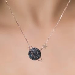 Beste Verkoop 🥰 Hemels Juwelier Hemels J.- Planeet Model- Zilveren Ketting - Dames- 43cm- Het Is Anti-allergeen- Rose- 925 Sterling Zilveren Ketting ✨